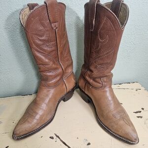 Men's Stewart Handmade Brown Leather Western Cowboy Boots